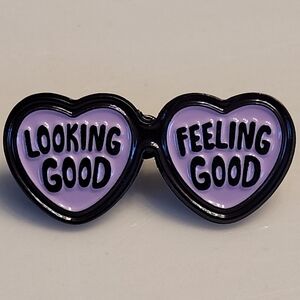 Looking Good Feeling Good Heart Glasses Enamel Pin